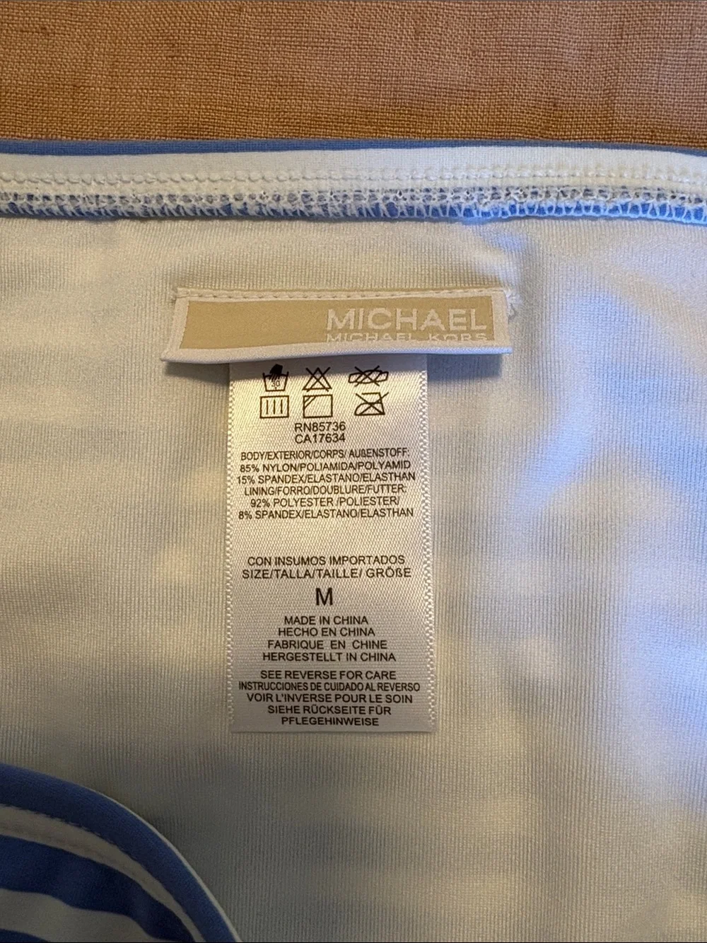 NWT Michael Kors Blue & White Striped Bikini Bottom - Women Medium Crew Blue